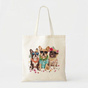 Hawaiian French Bulldogs Flower Lei Tote Bag