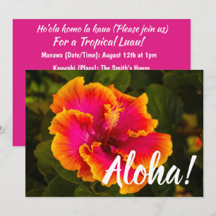 Hawaiian Fuchsia and Orange Hibiscus from Kauai Invitation