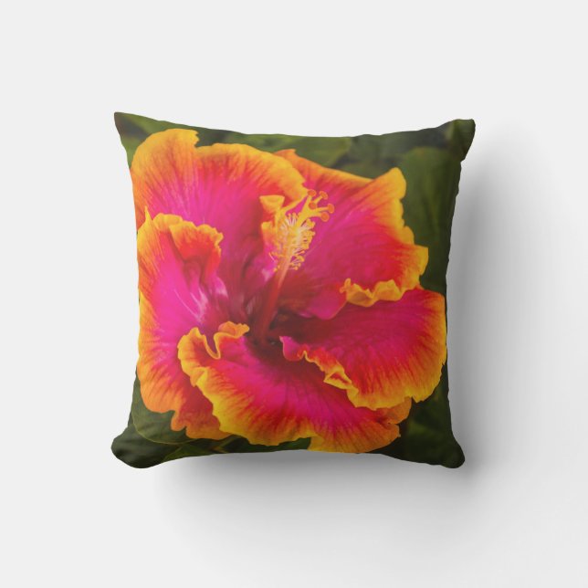 Hawaiian Fuchsia Hibiscus from Kauai Outdoor Outdoor Pillow (Front)
