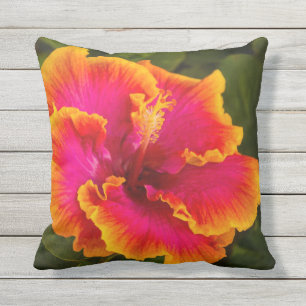Hawaiian Fuchsia Hibiscus from Kauai Outdoor Pillow
