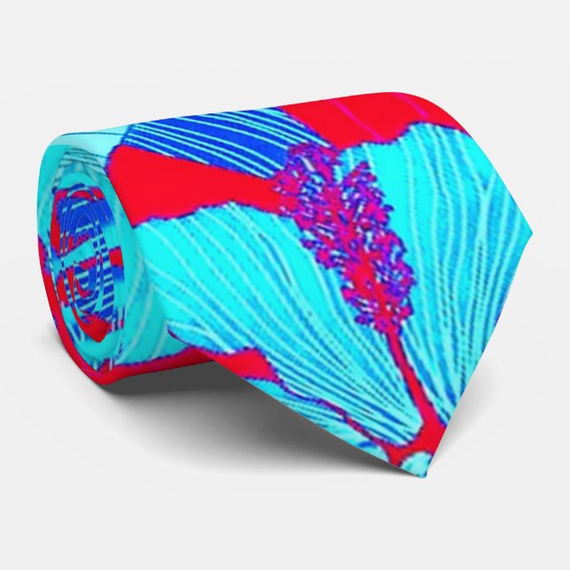 HAWAIIAN GETAWAY STYLE BOLD COLORS FLORAL TIE (Rolled)