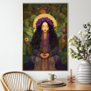 Hawaiian Goddess Papahānaumoku Floral Earth Mother Poster