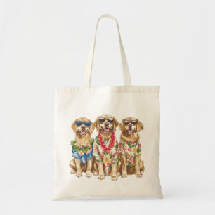 Hawaiian Golden Retriever Dogs Flower Lei Tote Bag