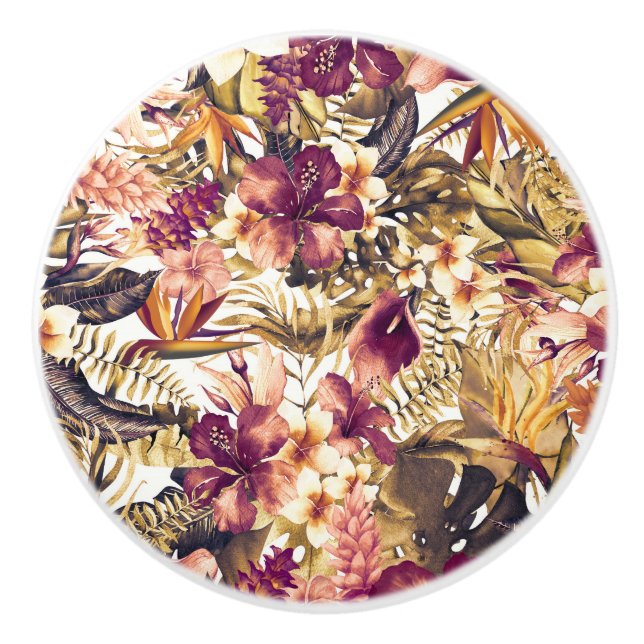 Hawaiian Golden Tropics Elegant Vintage Modern Ceramic Knob (Front)