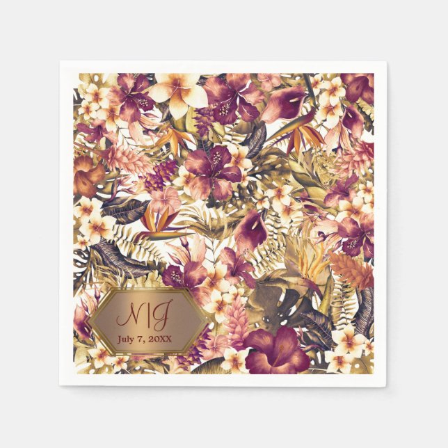 Hawaiian Golden Tropics Elegant Vintage Modern Napkin (Front)