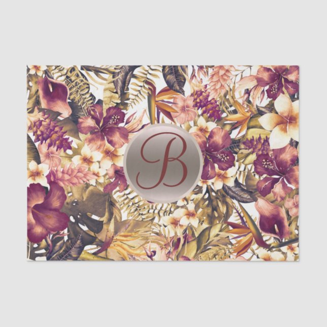 Hawaiian Golden Tropics Monogram Letter Initial Tissue Paper (Front)
