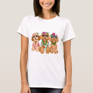 Hawaiian Goldendoodle Dogs Flower Lei T-Shirt