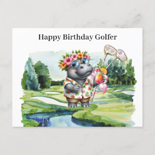 Hawaiian Golfer Birthday Holiday Postcard
