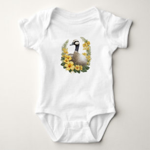 Hawaiian Goose With Yellow Hibiscus Baby Bodysuit