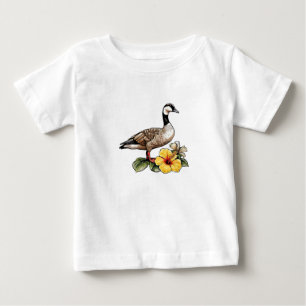 Hawaiian Goose With Yellow Hibiscus Flower Baby T-Shirt
