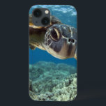 Hawaiian Green Sea Turtle iPhone 13 Case<br><div class="desc">A Hawaiian gree sea turtle investigates his reflection in my dome port. © and ® Bigstock® - All Rights Reserved.</div>