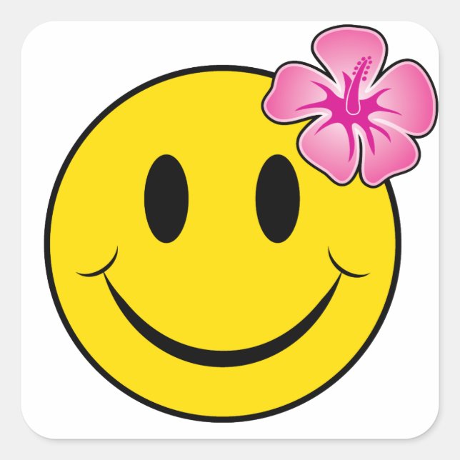 Hawaiian Happy Face Square Sticker (Front)