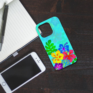 Hawaiian Hibiscus Aqua Blue Samsung S7 Case-Mate iPhone 14 Pro Case