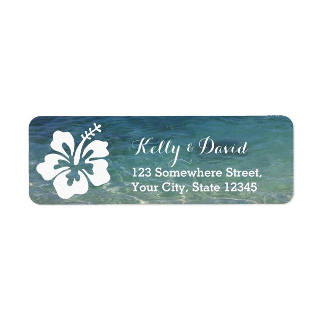 Hawaiian Hibiscus Beach Wedding Return Address (Front)