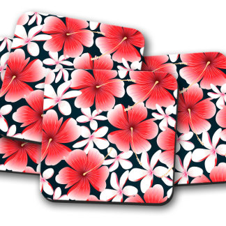 Hawaiian Hibiscus Coaster Set | Tropical Coasters