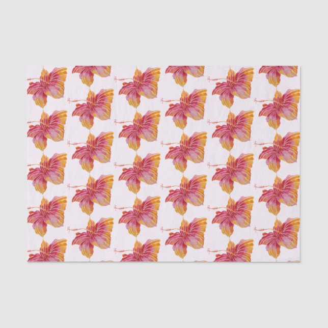 Hawaiian Hibiscus Floral Pattern 10lb Tissue Paper (Front)