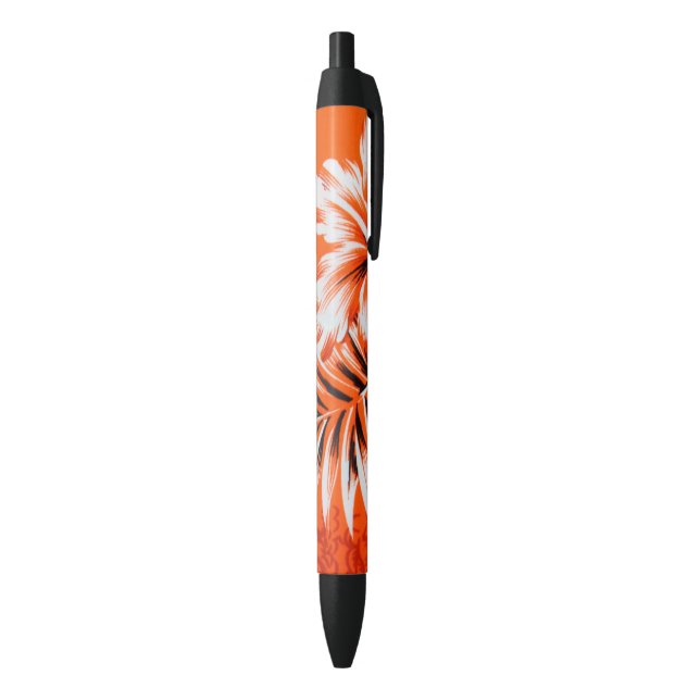 Hawaiian Hibiscus Flower Background Black Ink Pen (Bottom (Vertical))
