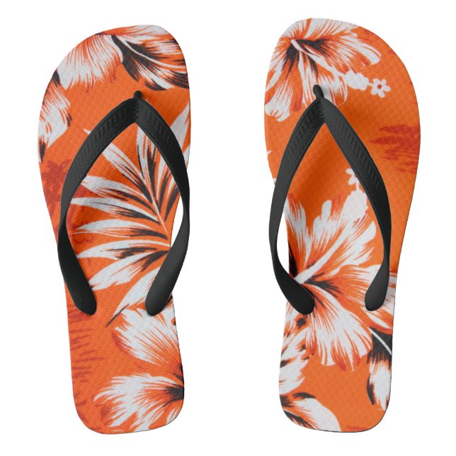 Hawaiian Hibiscus Flower Background Flip Flops (Footbed)
