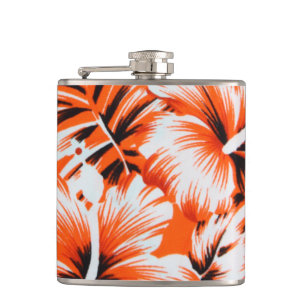 Hawaiian Hibiscus Flower Background Hip Flask