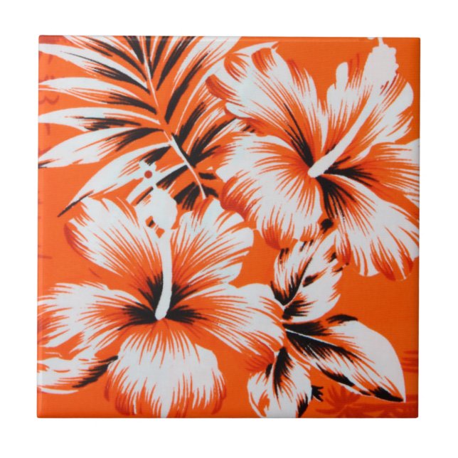 Hawaiian Hibiscus Flower Background Tile (Front)