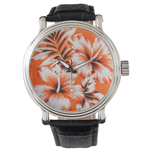 Hawaiian Hibiscus Flower Background Watch (Front)