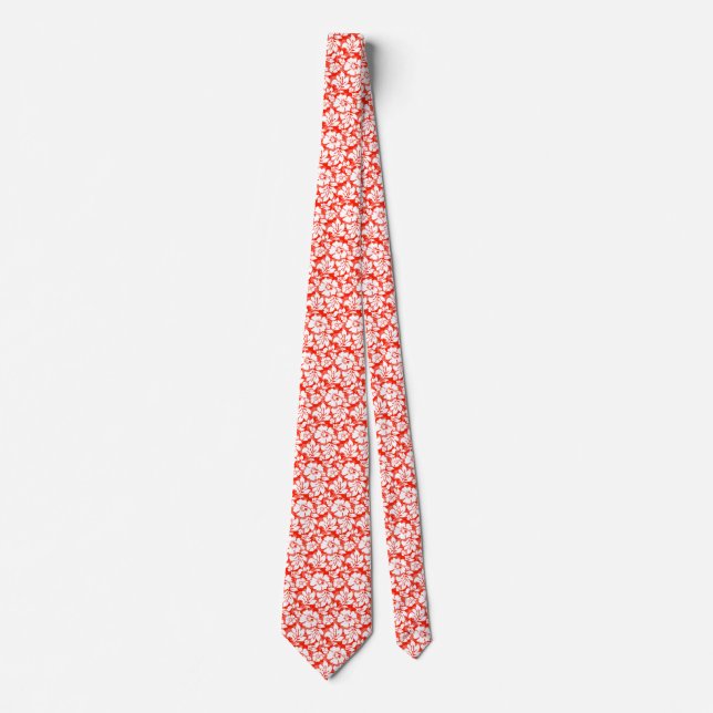 Hawaiian Hibiscus Flower Destination Wedding Tie (Front)