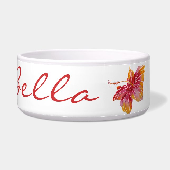 Hawaiian Hibiscus Flower Large Pet Bowl (Front)
