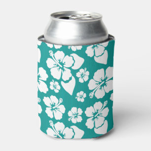 Hawaiian Hibiscus Flower Pattern Can Cooler