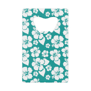Hawaiian Hibiscus Flower Pattern Credit Card Bottle Opener