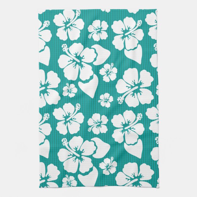 Hawaiian Hibiscus Flower Pattern Kitchen Towel (Vertical)