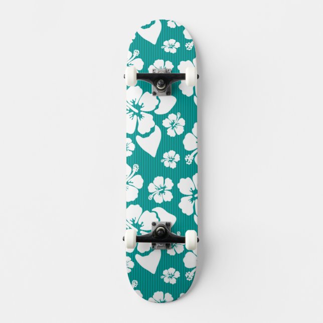 Hawaiian Hibiscus Flower Pattern Skateboard (Front)