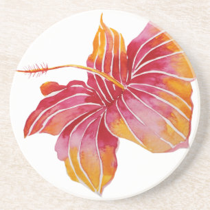 Hawaiian Hibiscus Flower Sandstone Drink Coaster