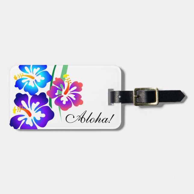 Hawaiian Hibiscus Flowers Aloha Luggage Tag (Front Horizontal)