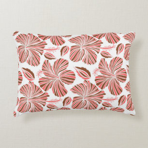 Hawaiian hibiscus flowers: brown tropical style. accent pillow