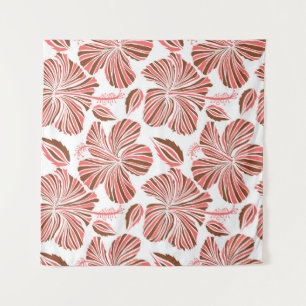Hawaiian hibiscus flowers: brown tropical style. tapestry