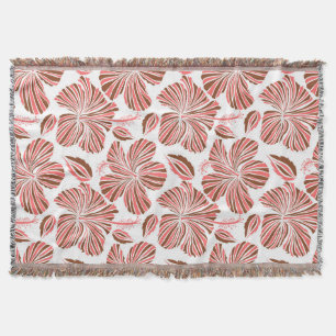 Hawaiian hibiscus flowers: brown tropical style. throw blanket