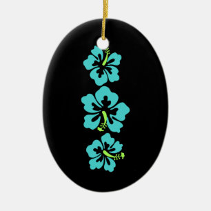 Hawaiian Hibiscus Flowers Ceramic Ornament