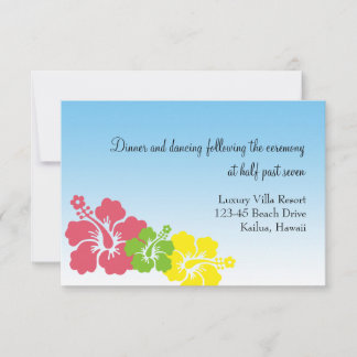 Hawaiian hibiscus flowers pink wedding enclosure invitation