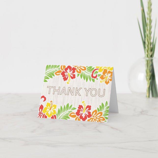 Hawaiian Hibiscus Flowers Thank You Card (Front)