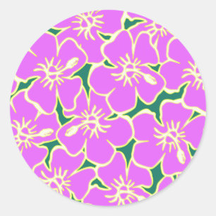 Hawaiian Hibiscus Luau Tropical Flowers Classic Round Sticker