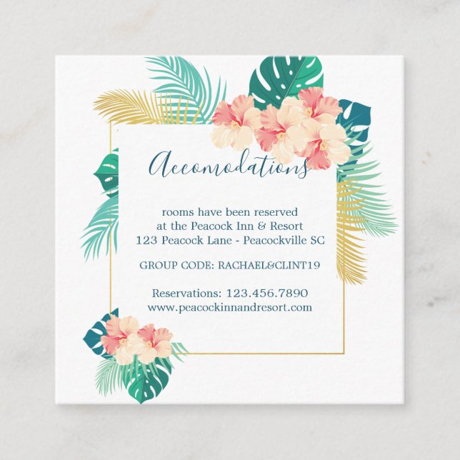 Hawaiian Hibiscus Mariage Cartes d'hébergement (Devant)