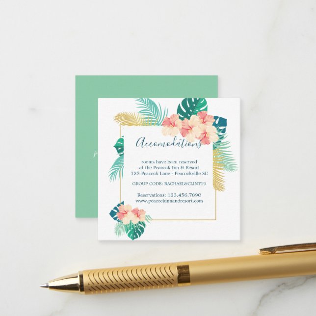 Hawaiian Hibiscus Mariage Cartes d'hébergement (Devant/Arrière en situation)