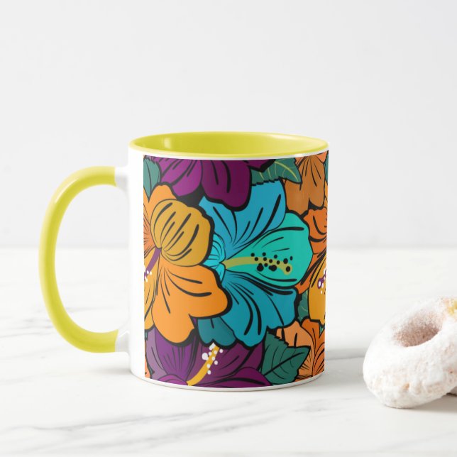 Hawaiian Hibiscus Mug (With Donut)