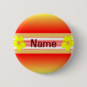 Hawaiian Hibiscus Red Surfboard 2 Inch Round Button