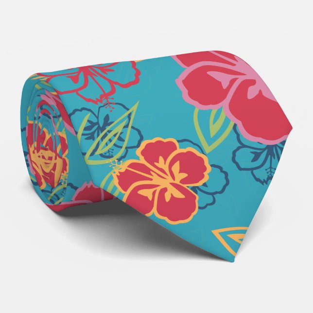 Hawaiian Hibiscus Tie (Rolled)
