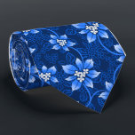 Hawaiian Holly Blue Single-Sided Tie<br><div class="desc">Navy blue with royal blue and silver colorway. Mele Kalikimaka is the Hawai'ian expression for Merry Christmas & happy holidays! This vintage inspired textile design is a tropical interpretation of holly in bright colours and subtle gradients. These designs come in several colorways.</div>