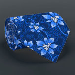 Hawaiian Holly Blue Two-Sided Tie<br><div class="desc">Navy blue with royal blue and silver colorway. Mele Kalikimaka is the Hawai'ian expression for Merry Christmas & happy holidays! This vintage inspired textile design is a tropical interpretation of holly in bright colours and subtle gradients. These designs come in several colorways.</div>