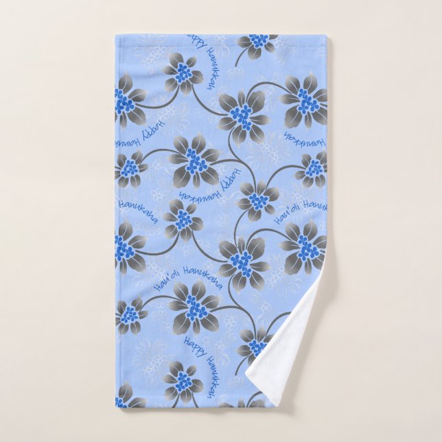 Hawaiian Holly Hanoukka Blue Floral (Serviette à main)