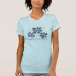 Hawaiian Holly Hanukkah Blue Floral T-Shirt<br><div class="desc">Hau’oli Hanukaha is Hawai'ian for Happy Hanukkah! This illustration showcases a tropical interpretation of holly in Hanukkah colours and subtle gradients. The lettering is dusted with snow for an added surprise. The main graphic is on the front, while there is a small companion graphic on the back of the tee...</div>