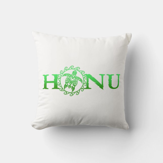 Hawaiian Honu Green Sea Turtle Throw Pillow (Front)